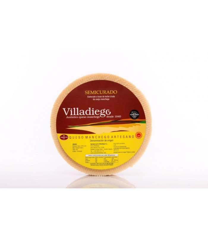 Queso Manchego de leche cruda semicurado Villadiego 1 Kg