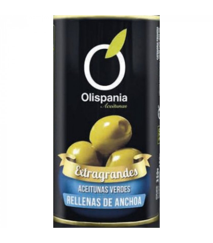 Olives Vertes Extra-Larges Farcies à la Pâte d’Anchois 350g – Olispania