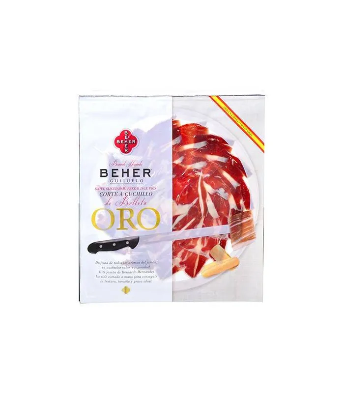 Jamón Ibérico Bellota Pata Negra Eichel Beher Messer schneiden