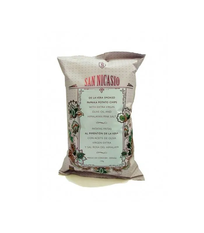 Spanische Kartoffelchips mit Vera Paprika, Olivenöl und Himalayasalz San Nicasio 150 gr