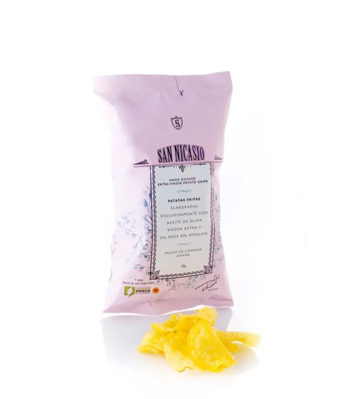 Patatas fritas con aceite de oliva y sal del Himalaya San Nicasio 40 gr