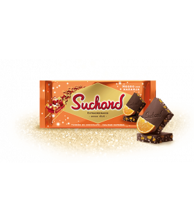 Turron de chocolate negro con naranja Suchard