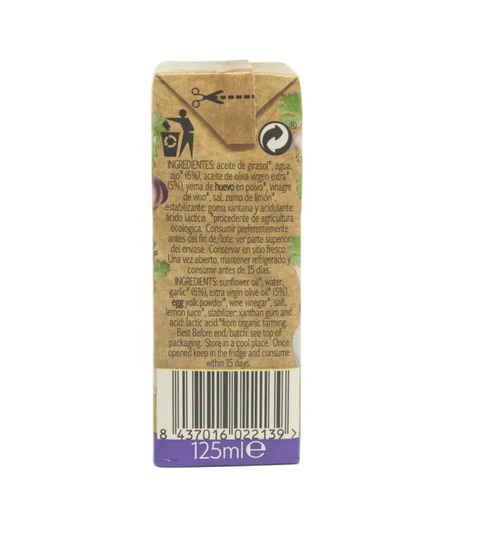 Alioli biologico Bioterraneo 125 ml | Hello Spain