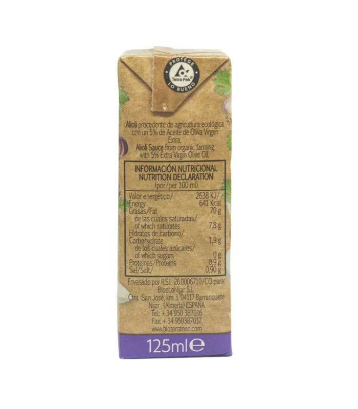 Alioli biologico Bioterraneo 125 ml | Hello Spain